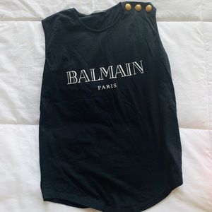 Balmain sleeveless black tee (Size FR 36 - US 2-4)
